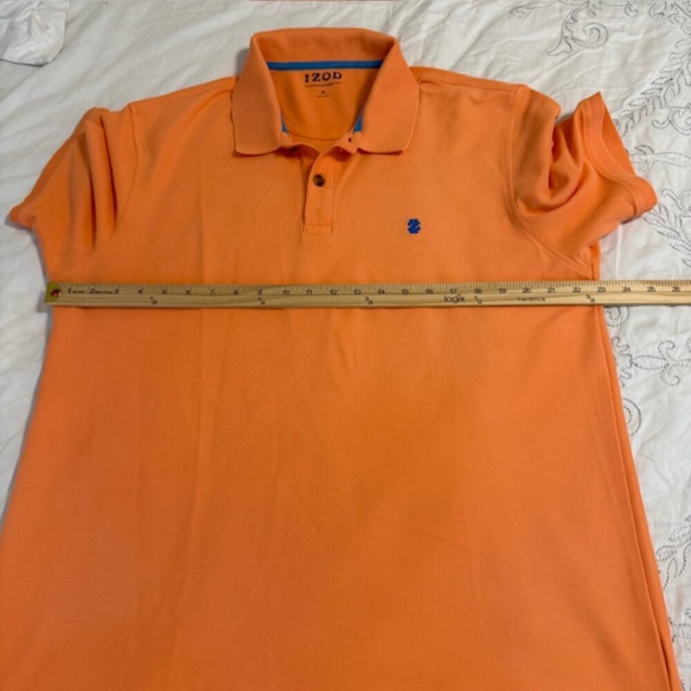 IZOD Men's X-Large Pumpkin Orange Grid Swing-Flex Performance Golf Polo Shirt - Picture 3 of 9